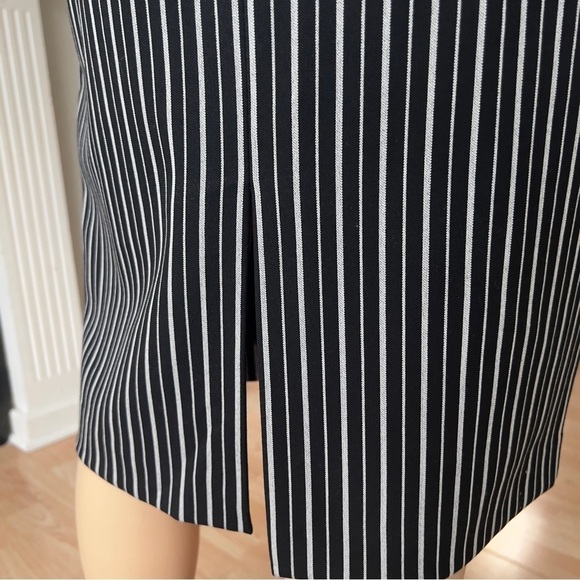 Banana Republic Black Grey Striped  Pinstriped Fitted Midi Shift Dress 4 Tall - Picture 10 of 15
